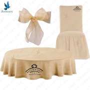 BỘ KHĂN TRẢI BÀN, ÁO GHẾ KẾT HỢP NƠ VẢI VOAN NHÀ HÀNG